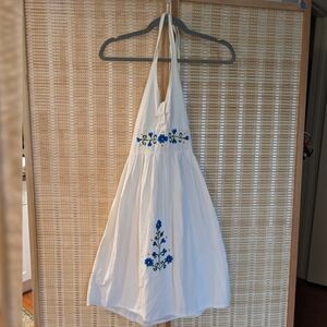 Embroidered halter dress